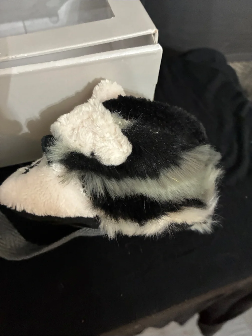 UGG Cream and Black Plush Panda Baby Booties size 0/1